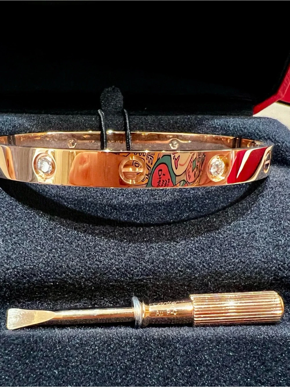 Cartier Love 18K Gold 4 Diamond Bracelet with Screwdriver
